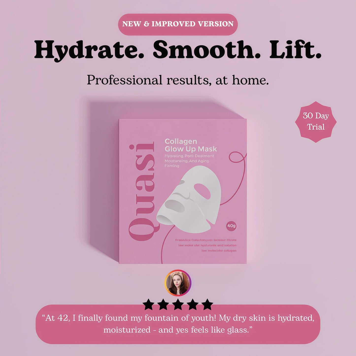 Collagen Glow Up Mask 2.0,Overnight – Hydrating Korean Sheet Mask,Firming & Smoothing Skincare for All Skin Types – 4 Masks