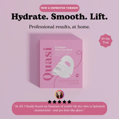Collagen Glow Up Mask 2.0,Overnight – Hydrating Korean Sheet Mask,Firming & Smoothing Skincare for All Skin Types – 4 Masks