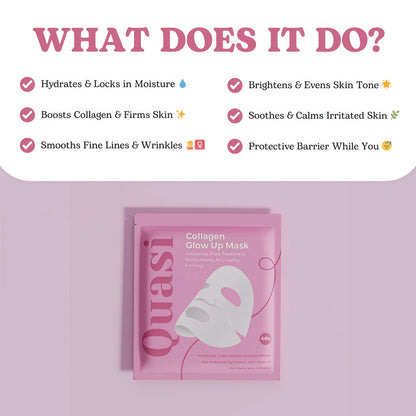 Collagen Glow Up Mask 2.0,Overnight – Hydrating Korean Sheet Mask,Firming & Smoothing Skincare for All Skin Types – 4 Masks